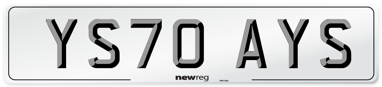 YS70 AYS Number Plate from New Reg